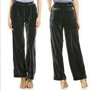 Sigrid Olsen Silver Gray Crushed Velvet Trouser Wide Leg Pants Size 14 NEW
